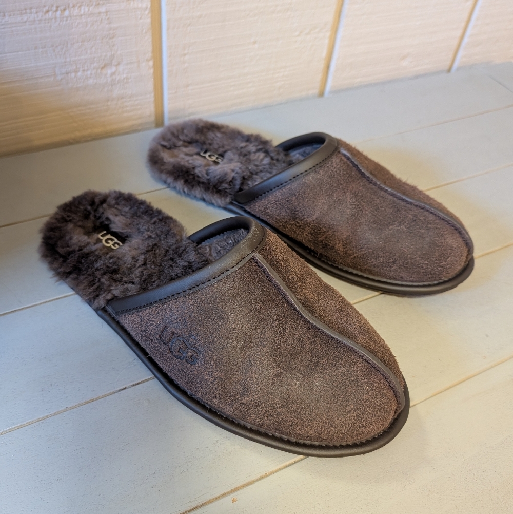 Ugg Pearle Scuff Slippers Brown Suede Cozy‎ Women's 9